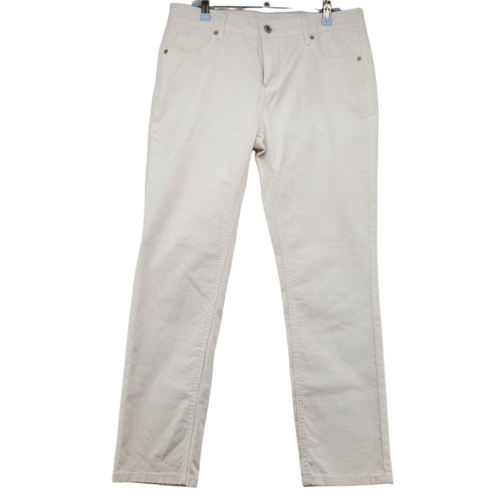 LIZ CLAIBORNE Jeans Women's 5-Pocket Leopard Print Tapered Leg White 6
